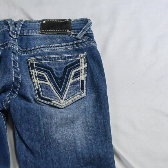 Vigoss 1 / 2 Chelsea Capri Dark Bold Stitch Stretch Denim Jeans - Picture 5 of 7